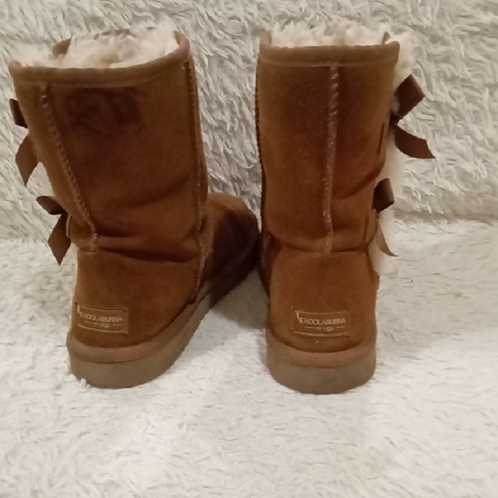 Koolaburra By Ugg Brown and Cream Winter Boots with Bows - Picture 3 of 6
